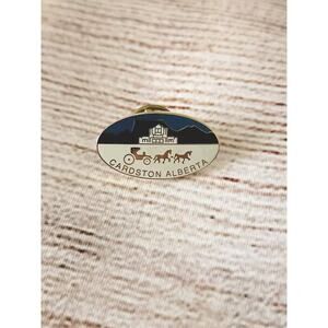 Cardston Alberta Canada Horse And Carriage Lapel Pin Vintage